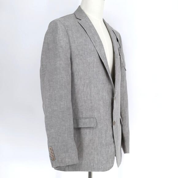 Bar III Men's Light Grey Linen Summer Casual Slim Formal Suit Jacket Size 42L - Picture 6 of 10